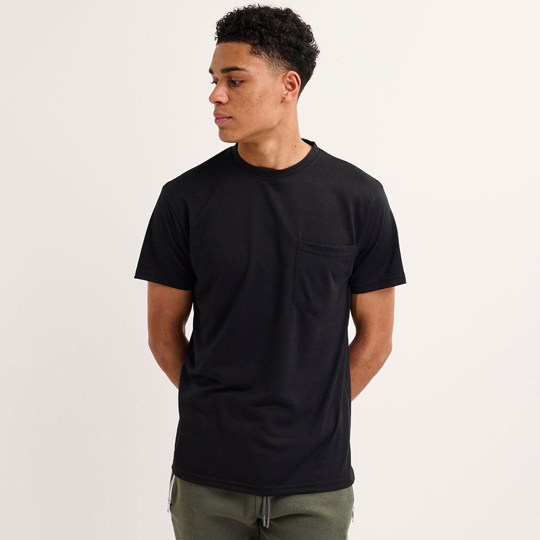 Mens Black Crew Neck Pocket T-shirt from You Know Who's