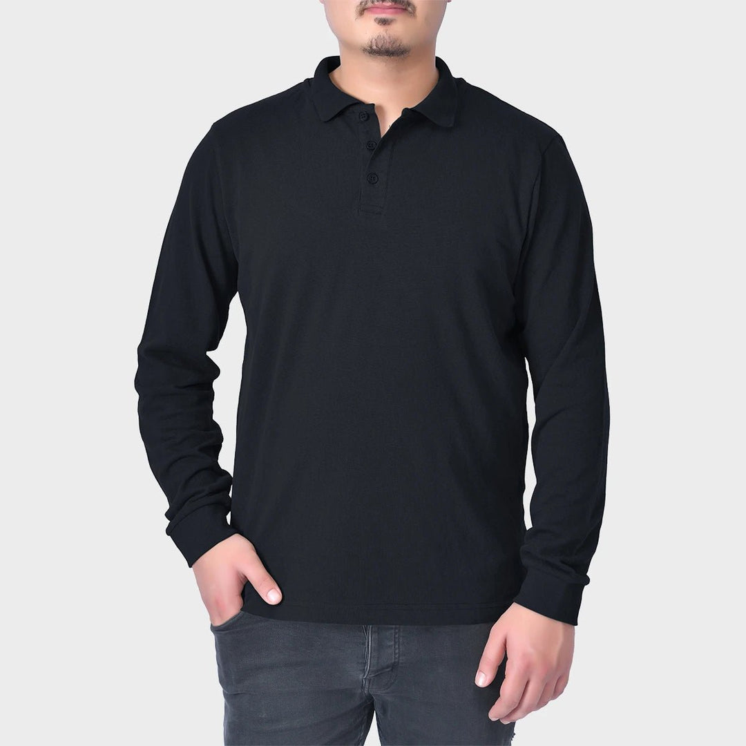 Mens Black Long Sleeve Polo Shirt from You Know Who's