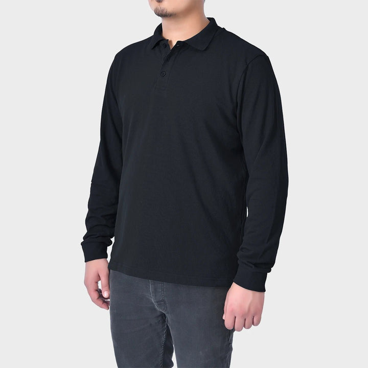 Mens Black Long Sleeve Polo Shirt from You Know Who's