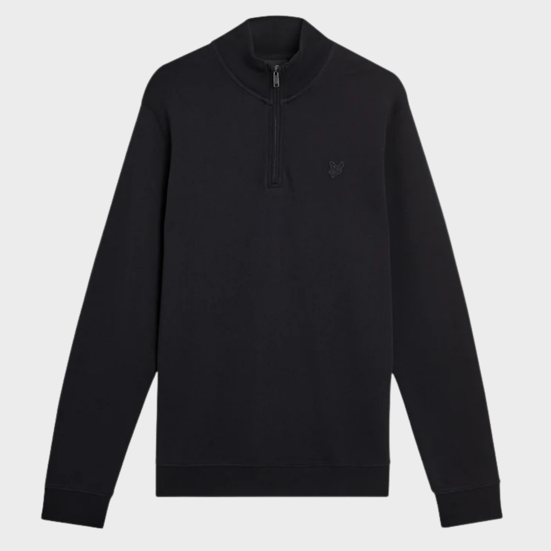 Mens Black Lyle & Scott 1/4 Zip Tonal Badge from You Know Who's