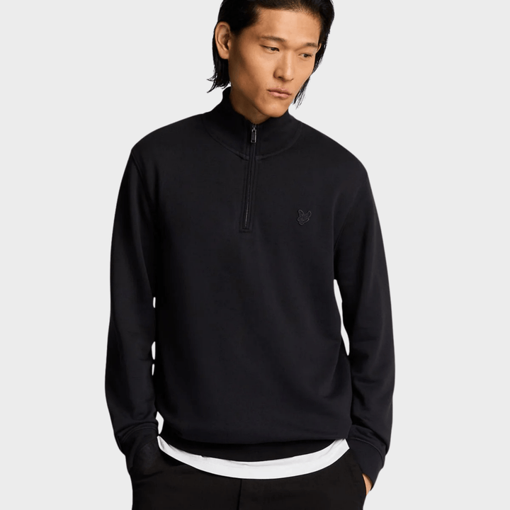 Mens Black Lyle & Scott 1/4 Zip Tonal Badge from You Know Who's