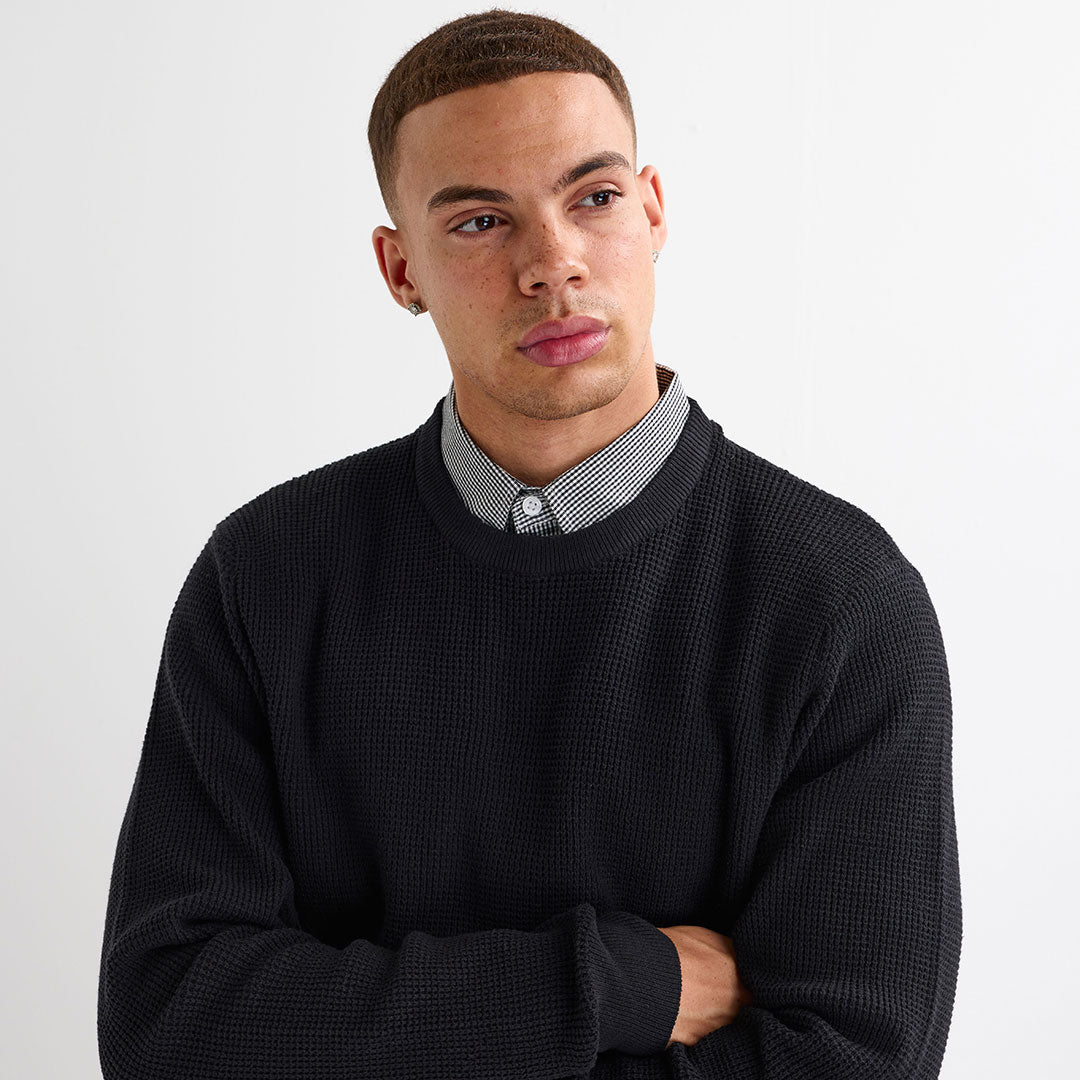 Men's Black Mock Shirt Jumper from You Know Who's