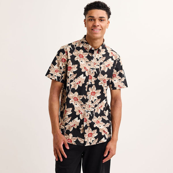Men's Black Printed Floral Short Sleeve Shirt from You Know Who's