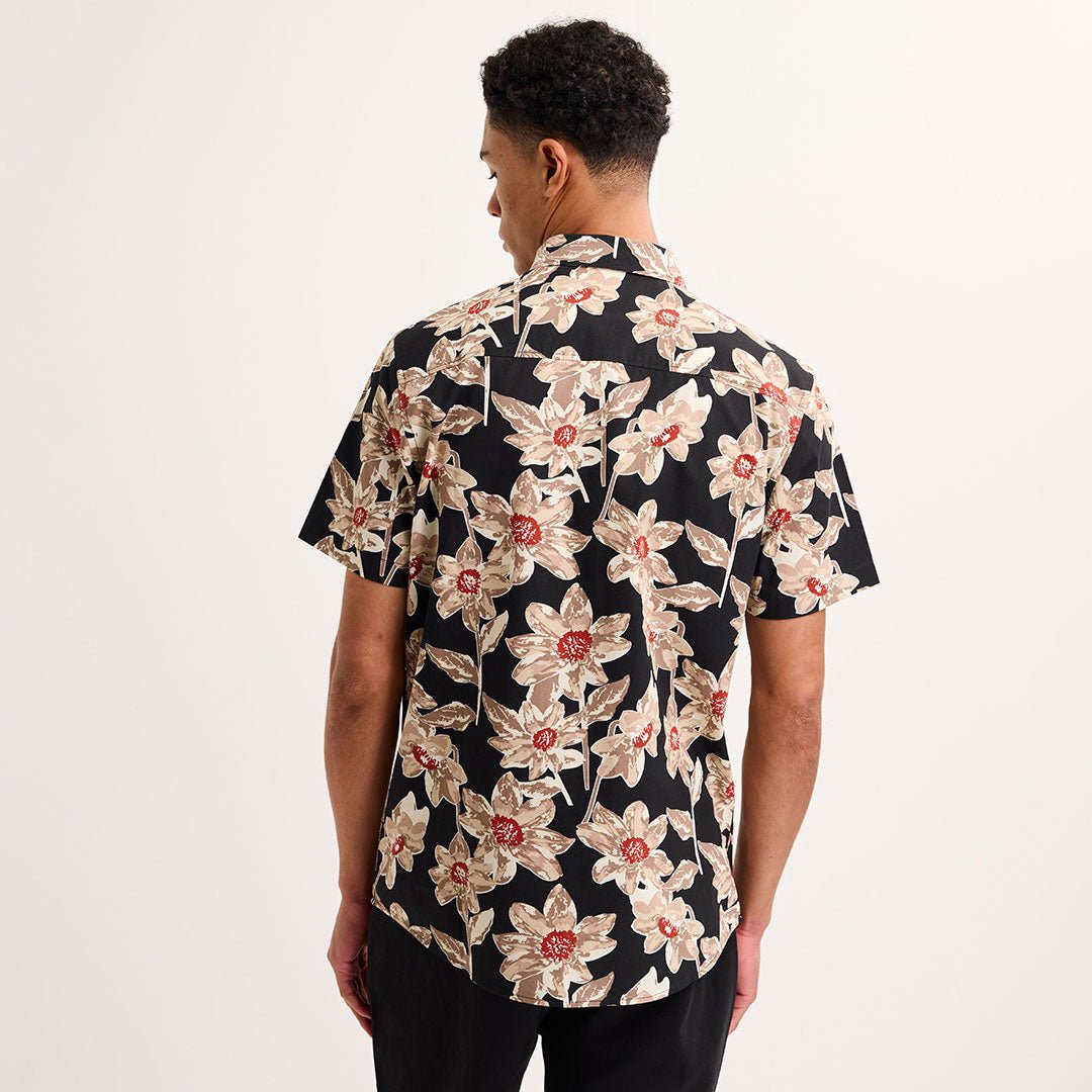 Men's Black Printed Floral Short Sleeve Shirt from You Know Who's