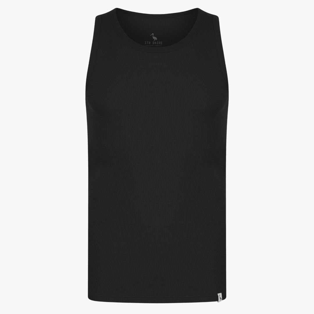 Mens Black Ribbed Vest from You Know Who's