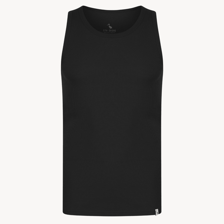 Mens Black Ribbed Vest from You Know Who's
