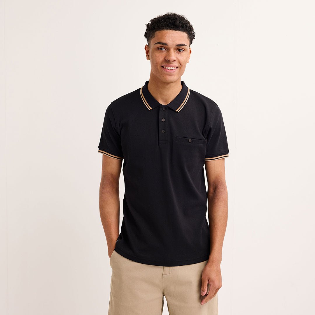 Mens Black Tipped Pocket Polo from You Know Who's
