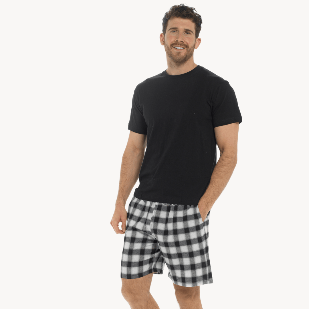 Mens Black Woven Shorty Pj Set from You Know Who's