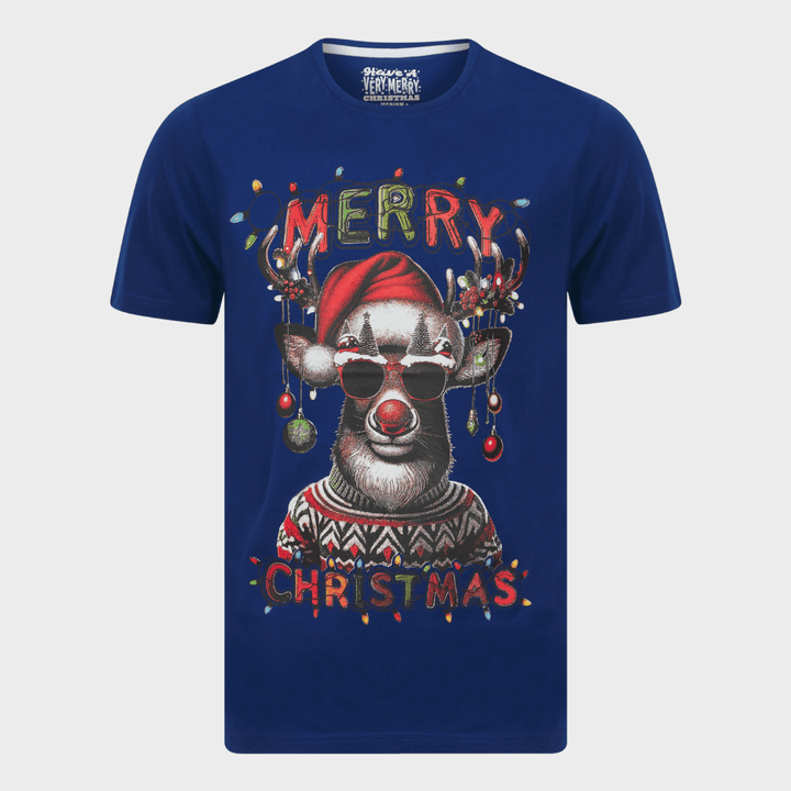 Mens Blue Merry Christmas T-shirt from You Know Who's