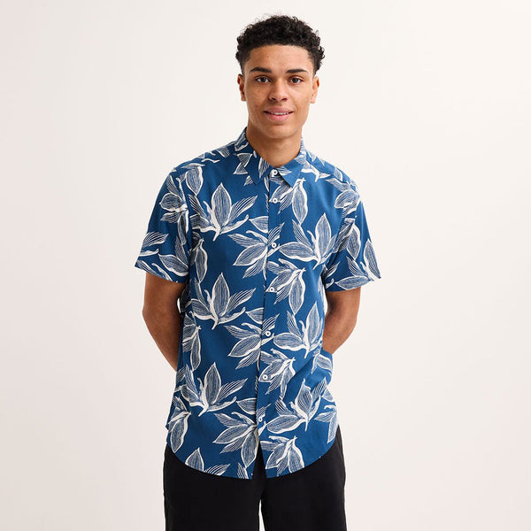 Men's Blue Printed Floral Short Sleeve Shirt from You Know Who's