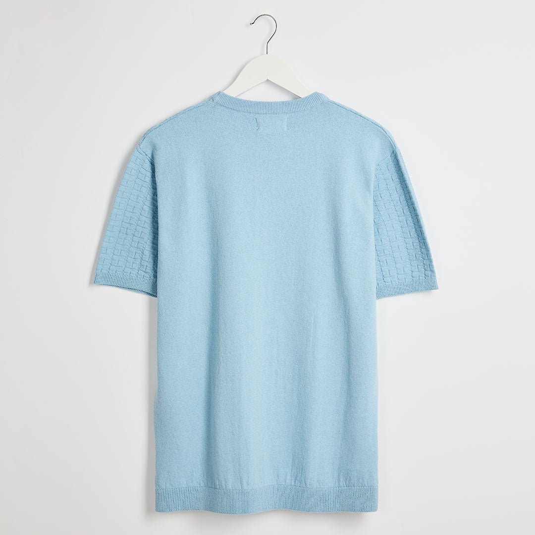 Men's Blue Textured Front Knitted T-Shirt from You Know Who's