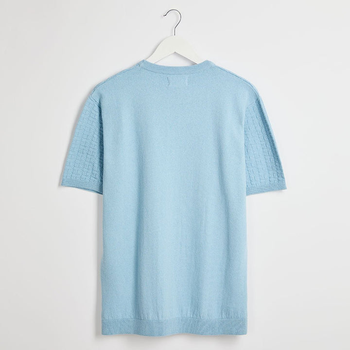 Men's Blue Textured Front Knitted T-Shirt from You Know Who's