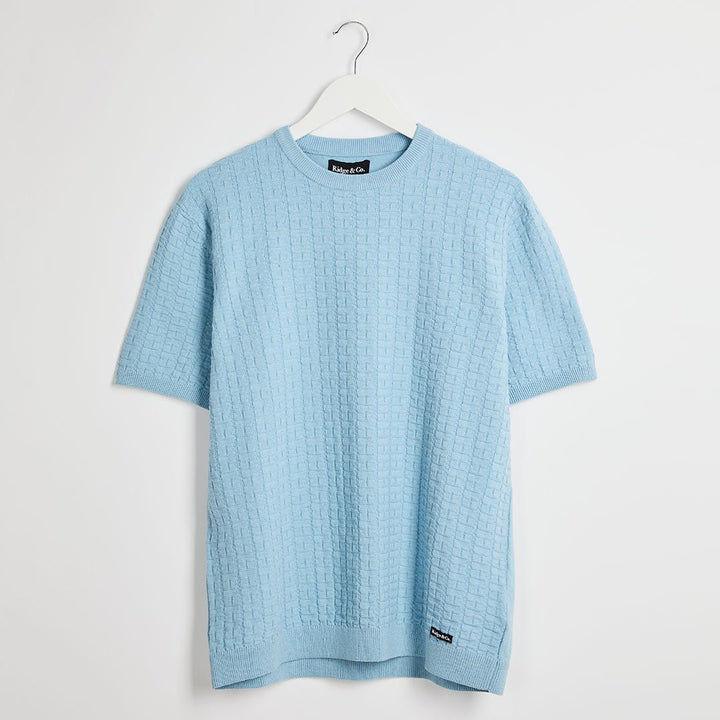 Men's Blue Textured Front Knitted T-Shirt from You Know Who's