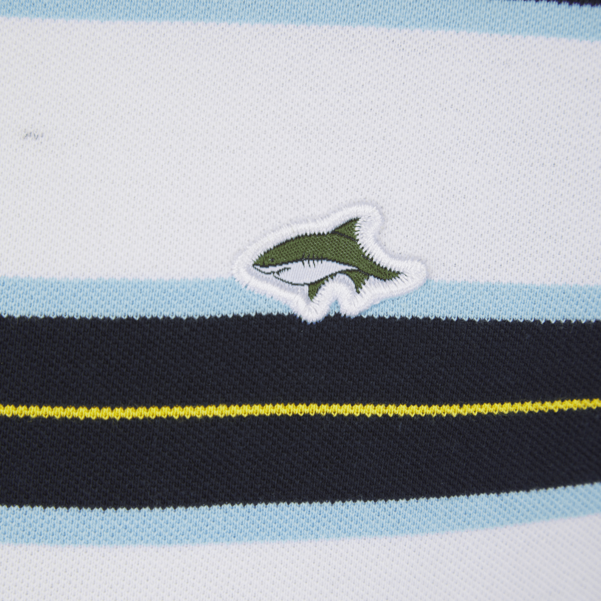 Men's Bluebell Striped Le Shark Polo from You Know Who's