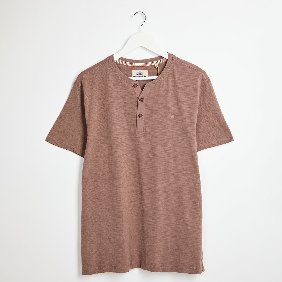 Men's Brown Grandad Collar Top from You Know Who's