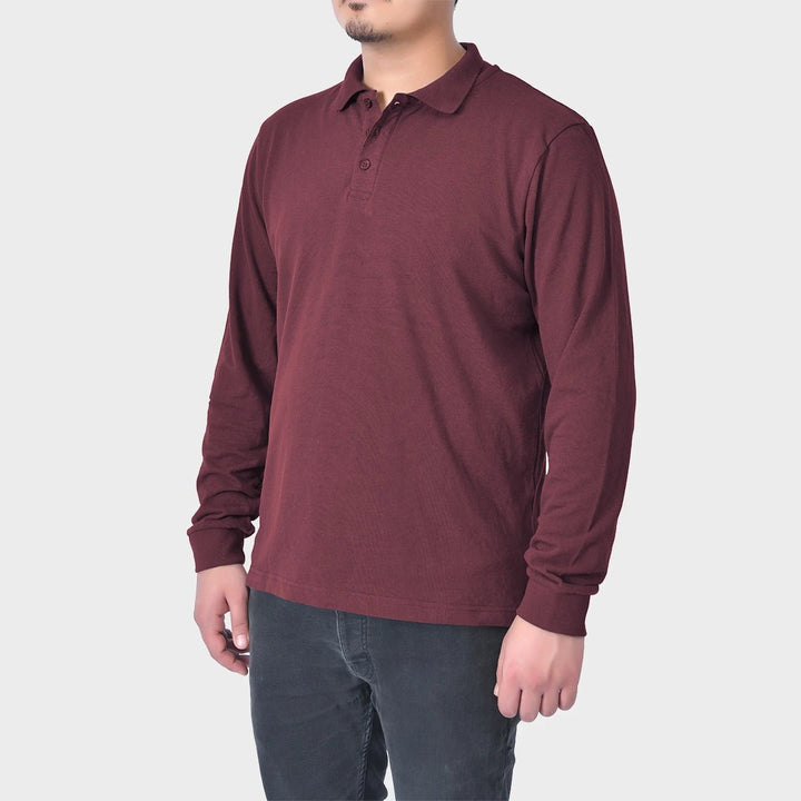 Mens Burgundy Long Sleeve Polo Shirt from You Know Who's