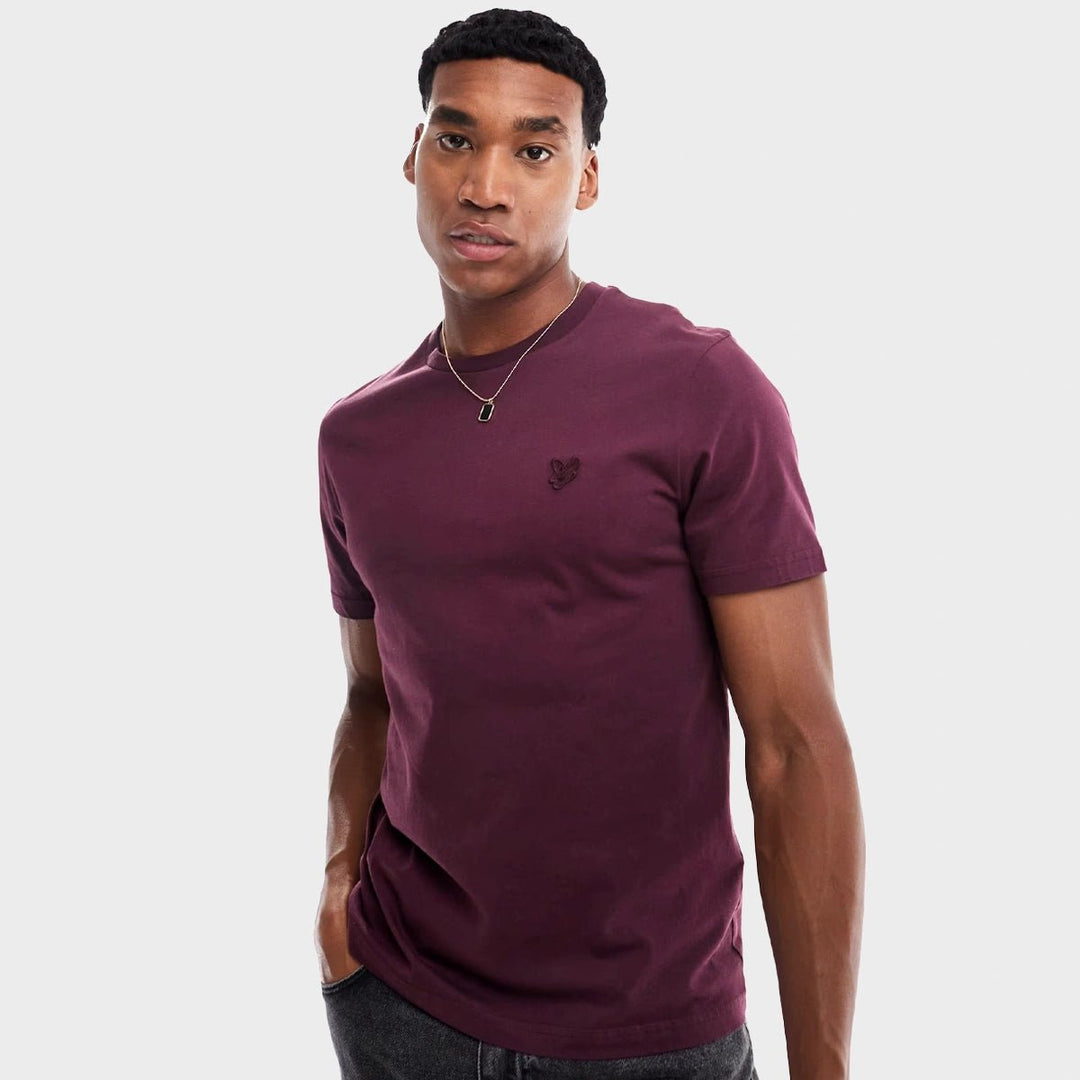 Men's Burgundy Lyle & Scott Logo T-shirt from You Know Who's