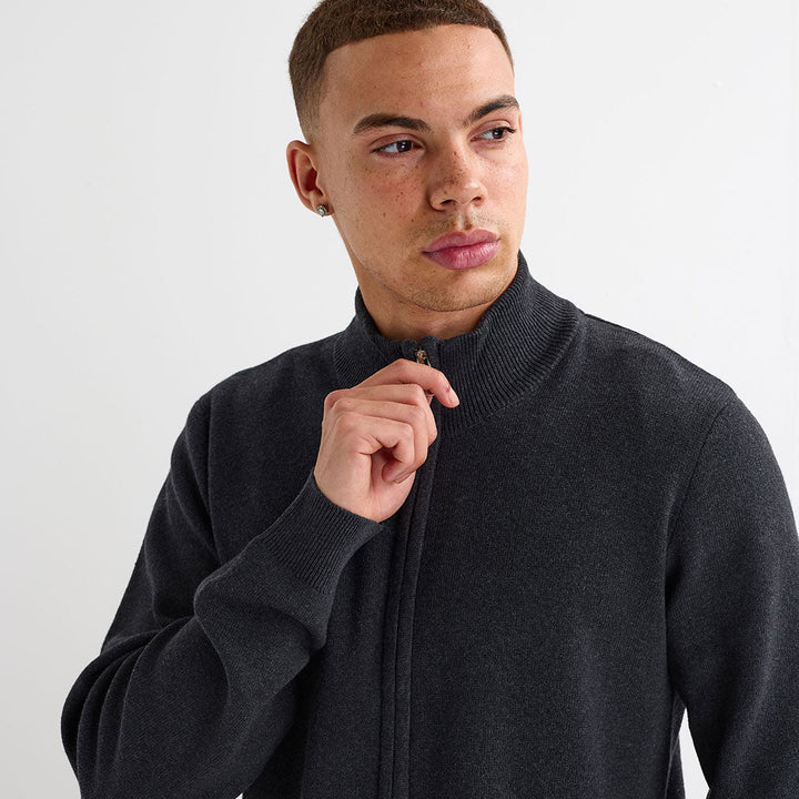 Mens Charcoal Knitted Zipper from You Know Who's