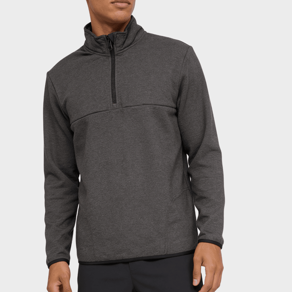 Mens Charcoal Marled Brushed Lined 1/4 Zip from You Know Who's