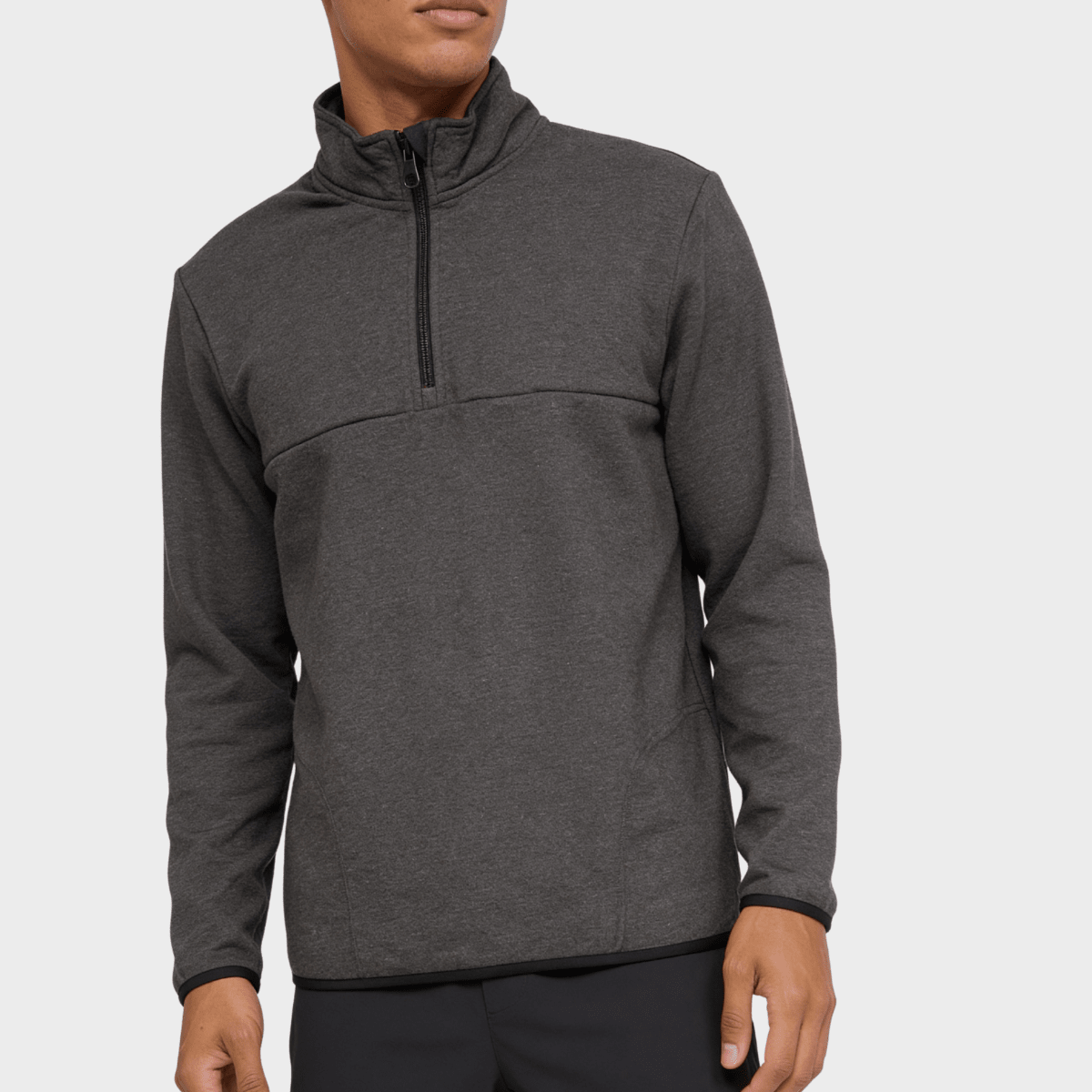 Mens Charcoal Marled Brushed Lined 1/4 Zip from You Know Who's