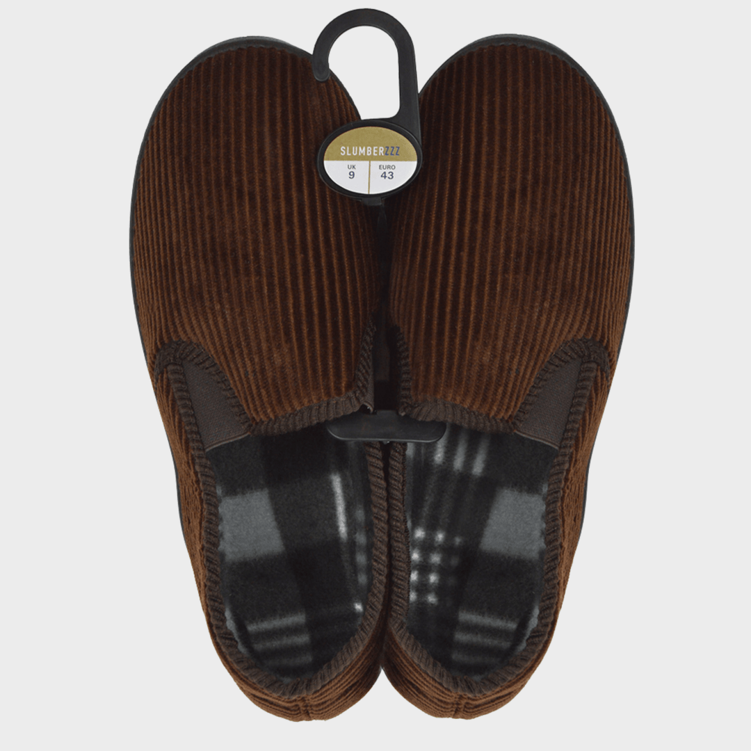 Mens Chocolate Plush Cord Slipper from You Know Who's