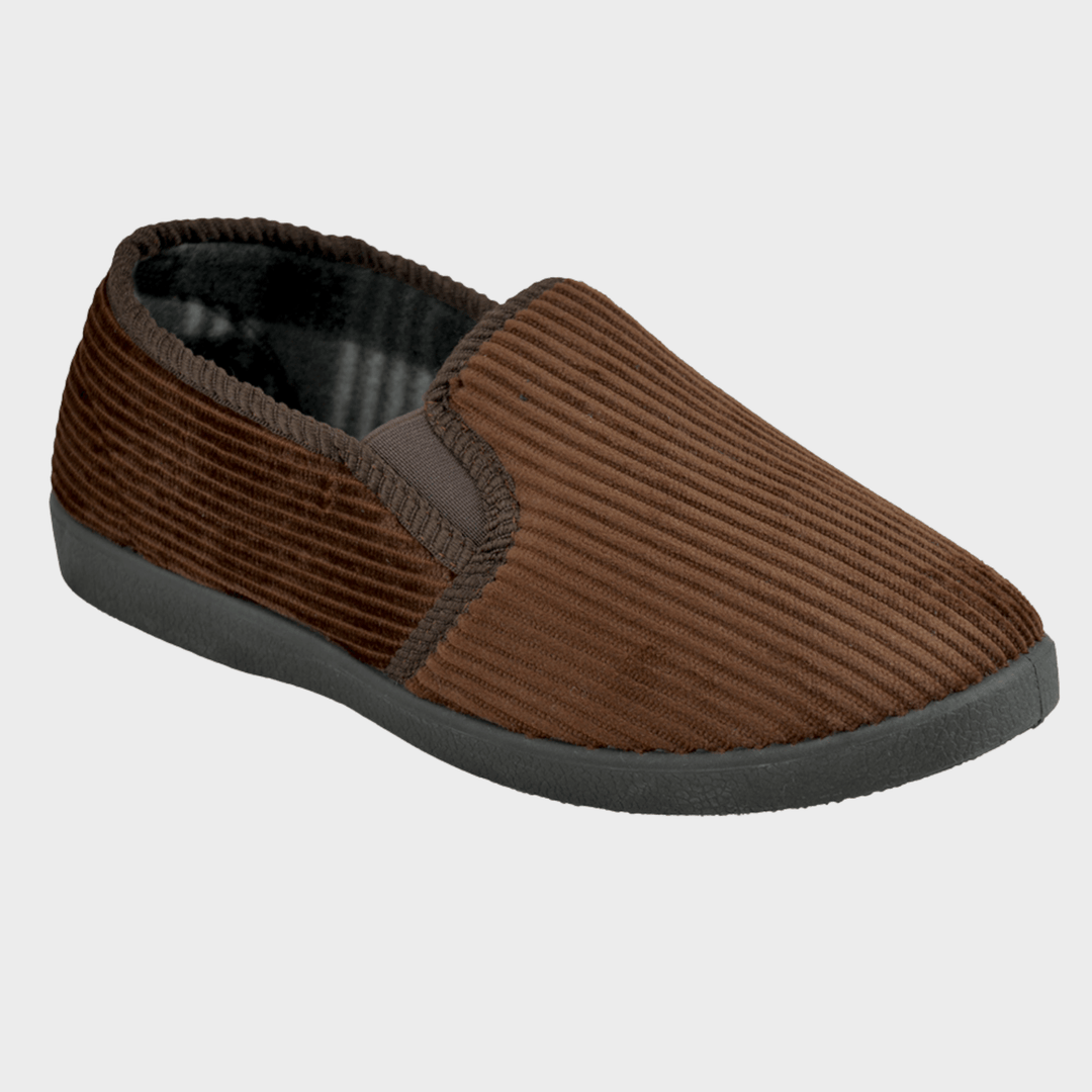 Mens Chocolate Plush Cord Slipper from You Know Who's