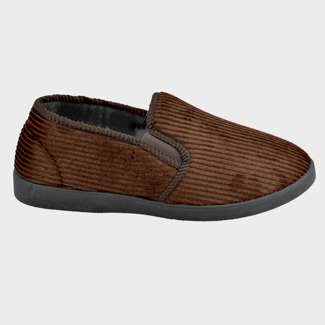 Mens Chocolate Plush Cord Slipper from You Know Who's