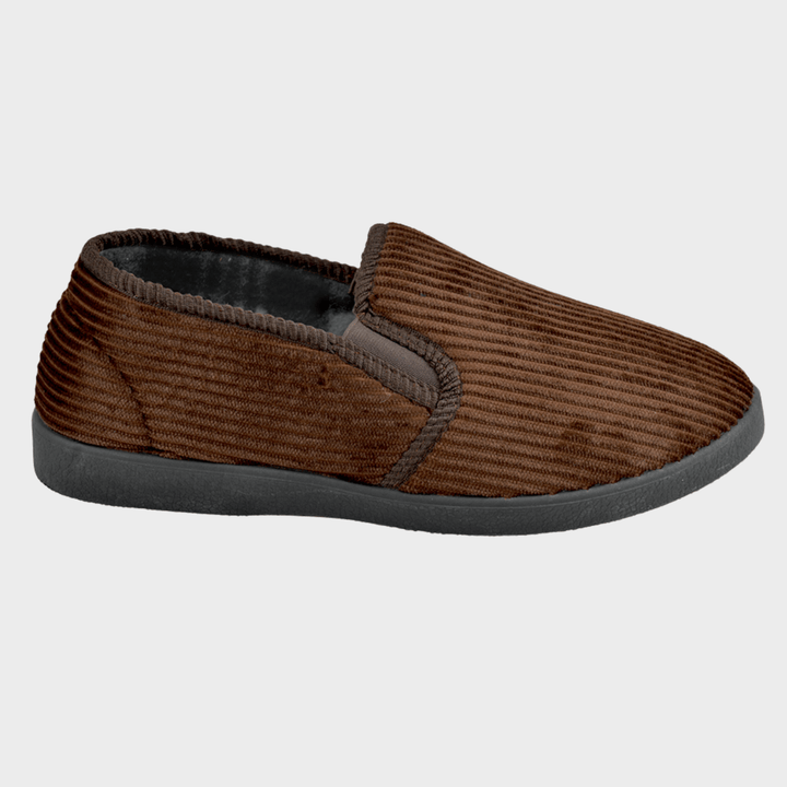 Mens Chocolate Plush Cord Slipper from You Know Who's