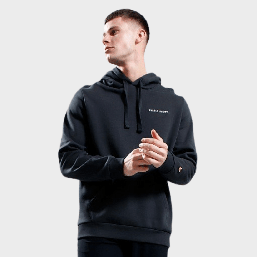 Mens Dark Grey Lyle & Scott Text Hoodie from You Know Who's