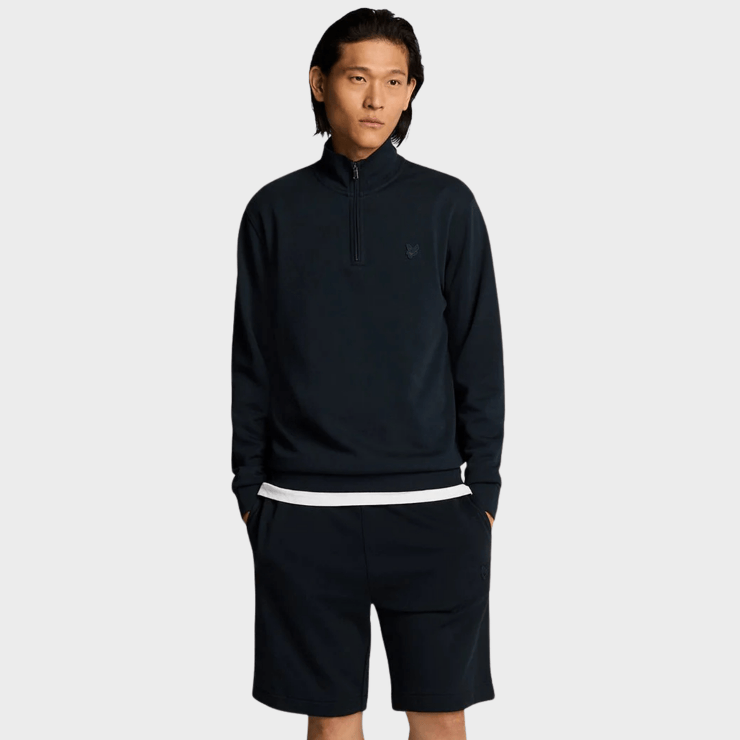 Mens Dark Navy Lyle & Scott 1/4 Zip Tonal Badge from You Know Who's
