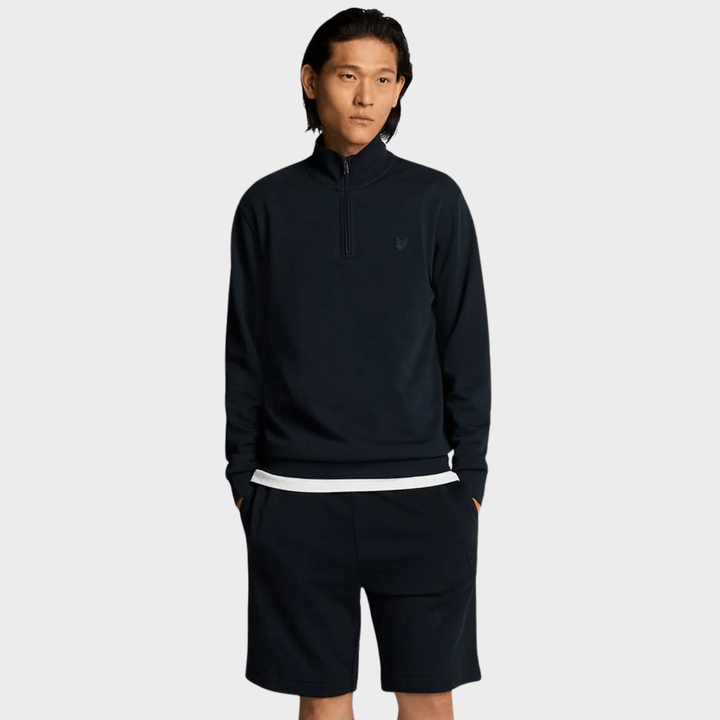 Mens Dark Navy Lyle & Scott 1/4 Zip Tonal Badge from You Know Who's