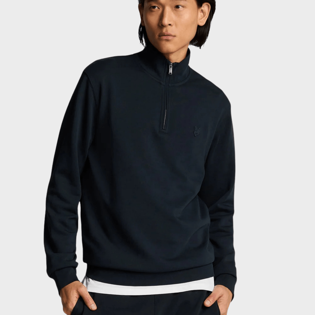 Mens Dark Navy Lyle & Scott 1/4 Zip Tonal Badge from You Know Who's
