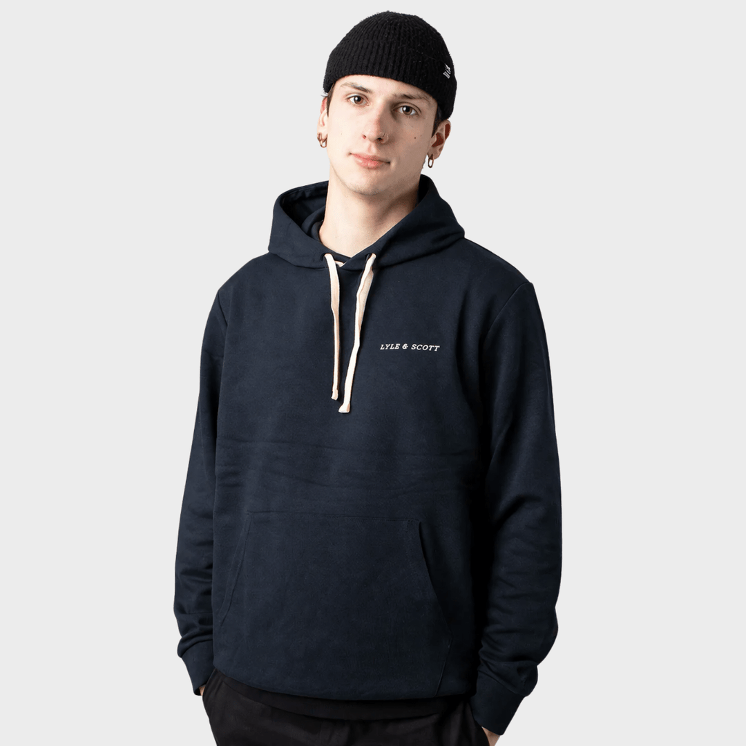 Mens Dark Navy Lyle & Scott Text Hoodie from You Know Who's