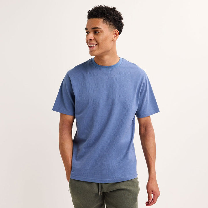 Mens Denim Blue Crew Popcorn T-shirt from You Know Who's