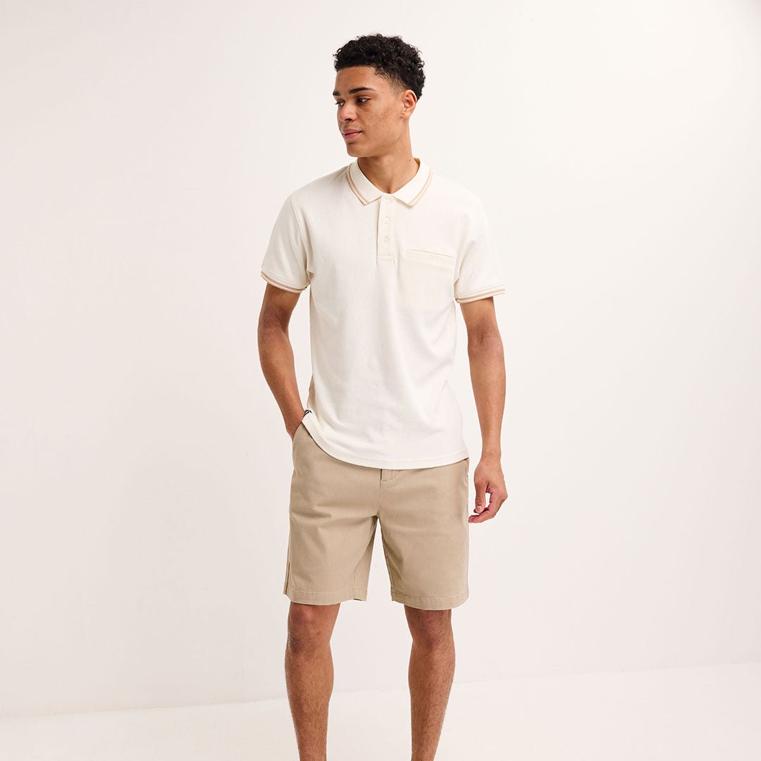 Mens Ecru Tipped Pocket Polo from You Know Who's