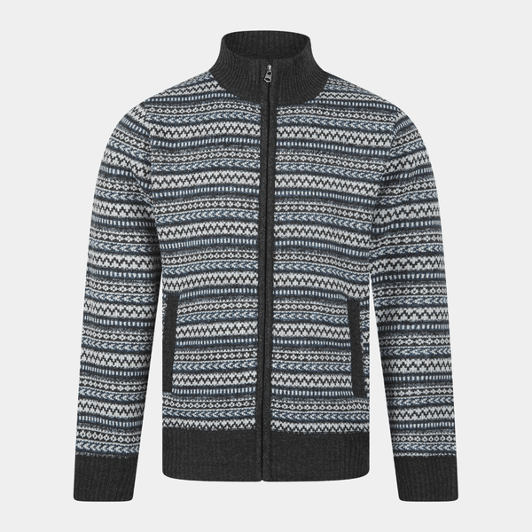 Mens Fleece Lined Jacquard Cardigan from You Know Who's