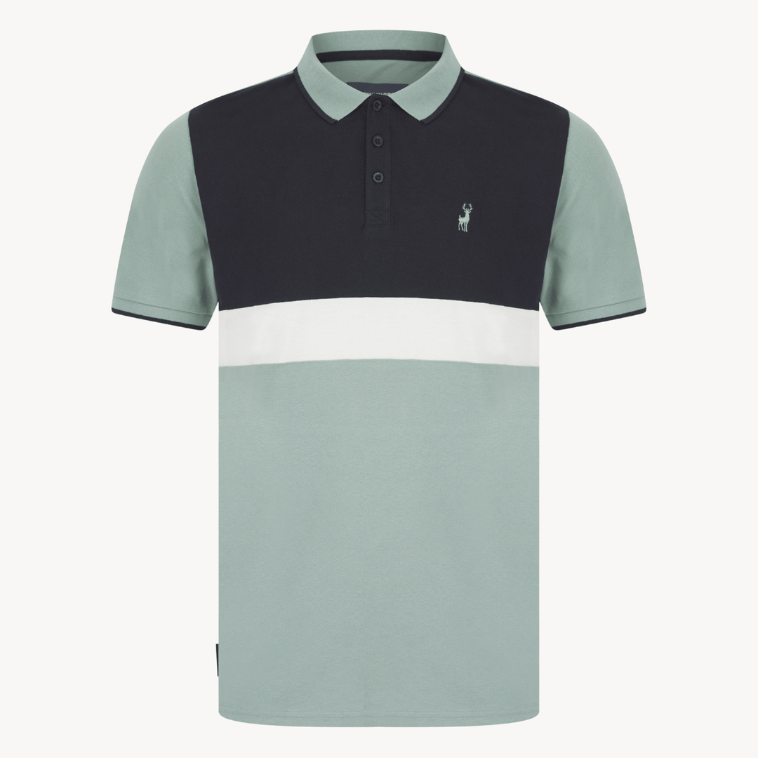 Mens Green Colour Block Polo from You Know Who's