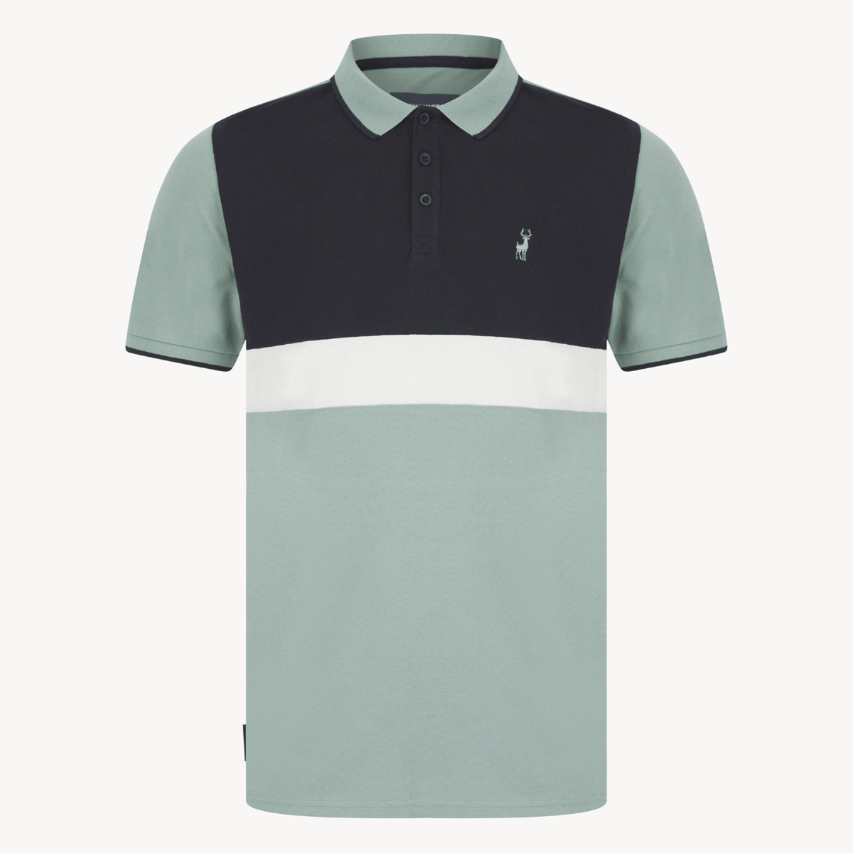 Mens Green Colour Block Polo from You Know Who's