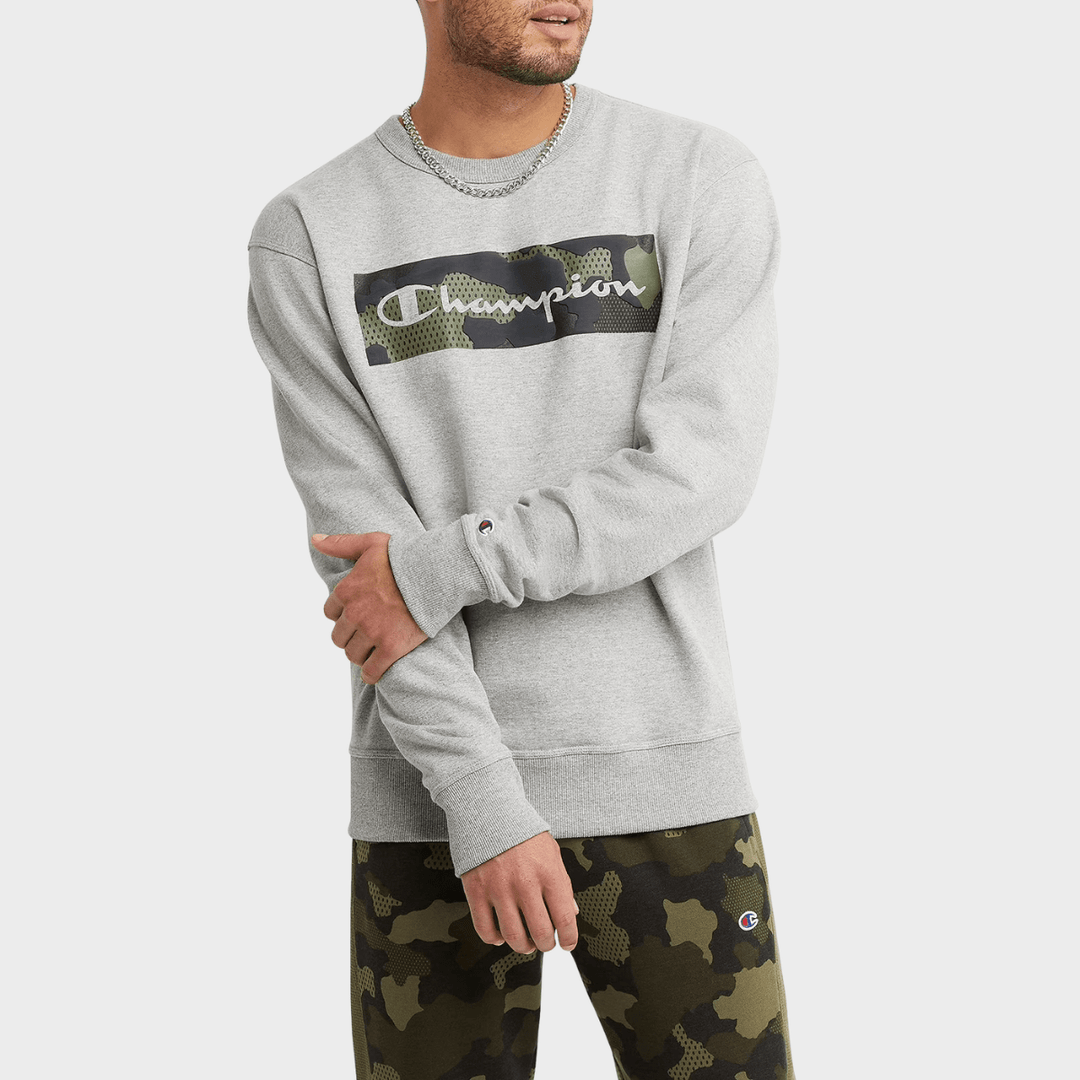Men's Grey Champion Box Logo Sweater from You Know Who's