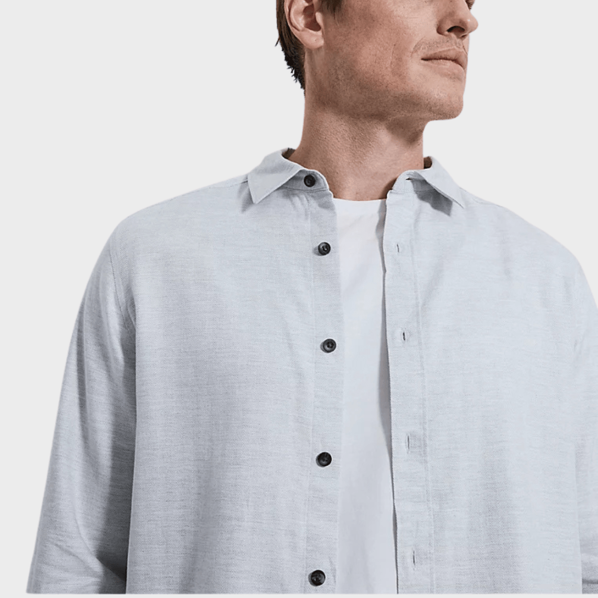 Mens Grey Herringbone Button Shirt from You Know Who's