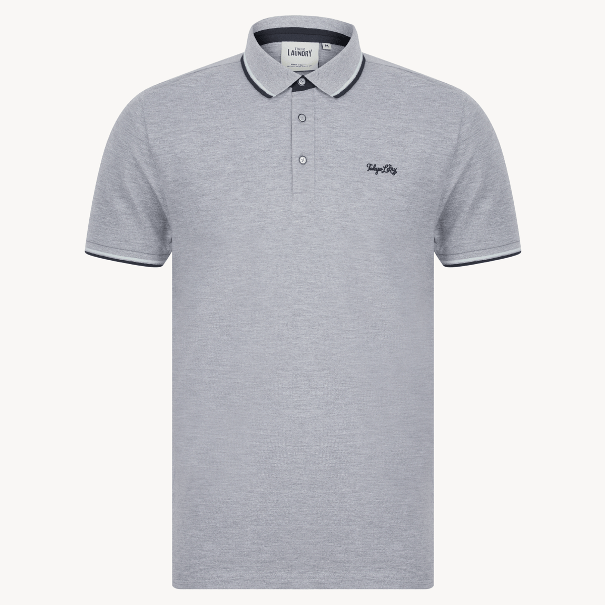 Men's Grey Marl Polo Shirt With Embroidery from You Know Who's