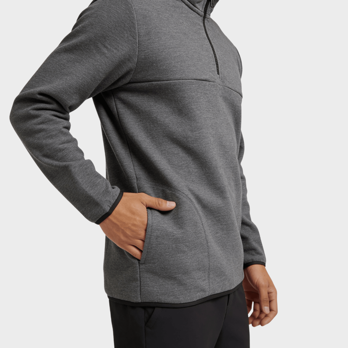 Mens Grey Marled Brushed Lined 1/4 Zip from You Know Who's