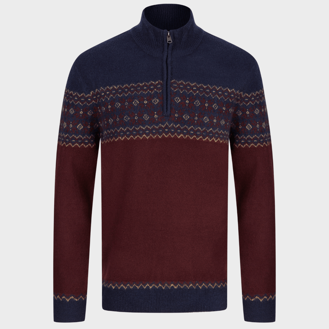 Mens Ink Jacquard 1/4 Zip Jumper from You Know Who's