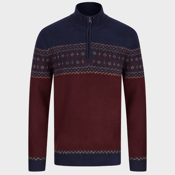 Mens Ink Jacquard 1/4 Zip Jumper from You Know Who's