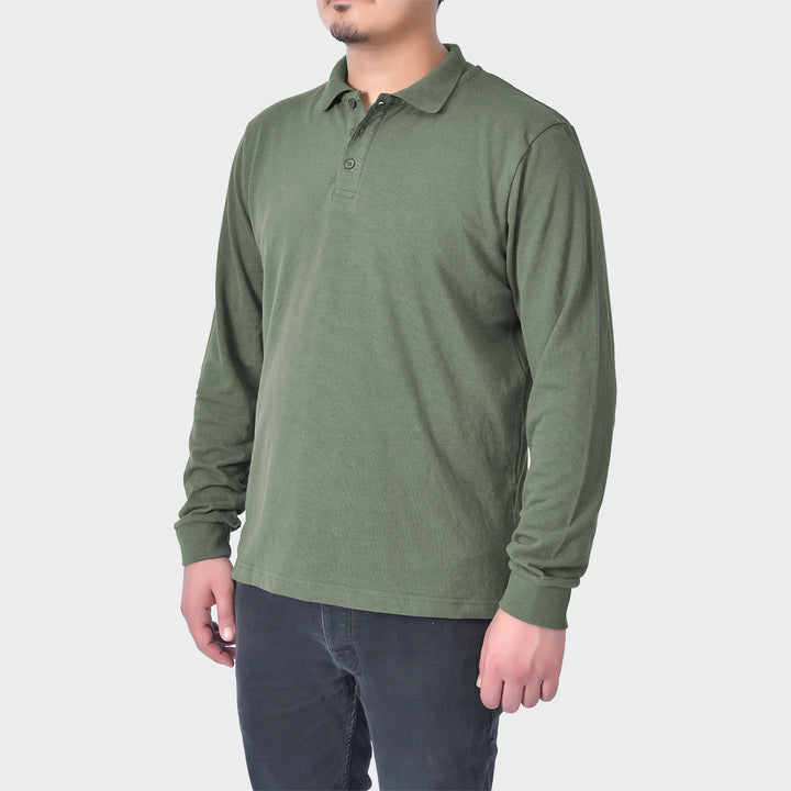 Mens Khaki Long Sleeve Polo Shirt from You Know Who's