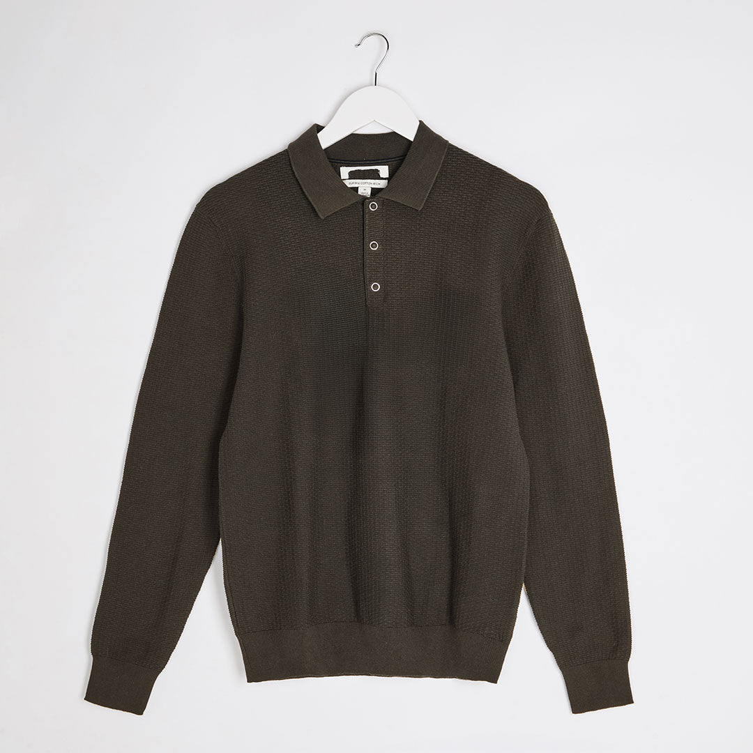 Mens Khaki Textured Polo from You Know Who's
