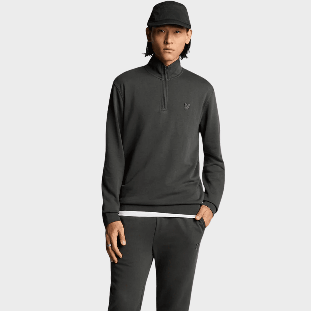 Mens Lyle & Scott 1/4 Zip Charcoal Tonal from You Know Who's
