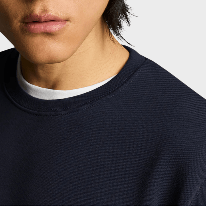 Mens Lyle & Scott Tonal Sweater Dark Navy from You Know Who's