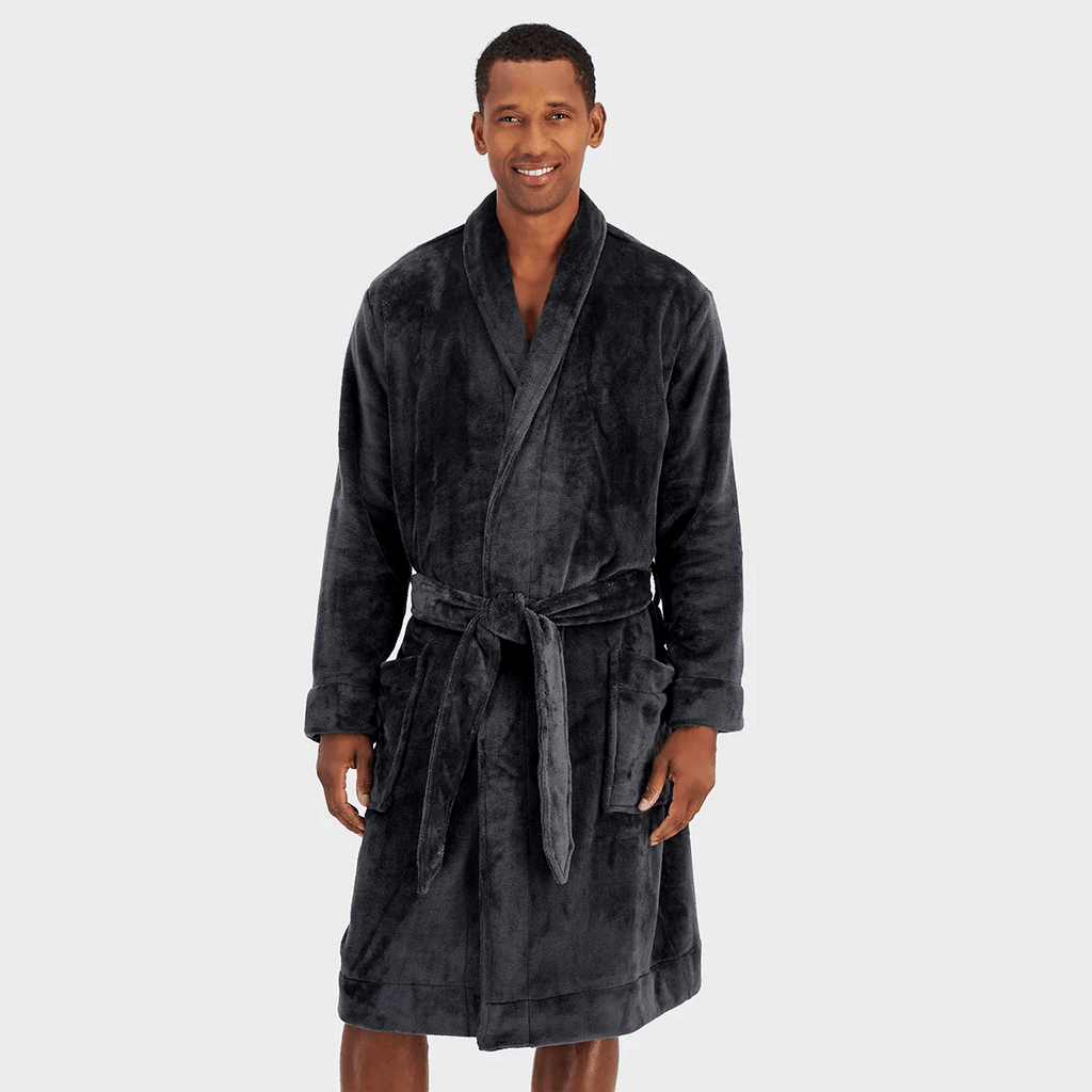 Mens Macys Club Room Grey Plush Robe Fits up to XL
