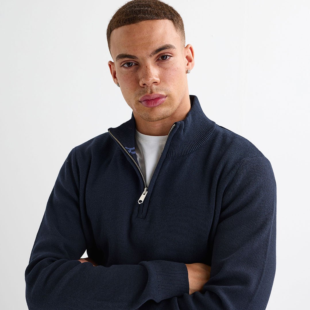 Mens Navy 1/4 Zip Jumper from You Know Who's